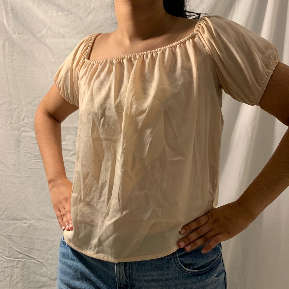 pink/nude satin blouse
